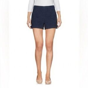 RED Valentino Navy Blue Quilted Textured High Waisted Shorts 31